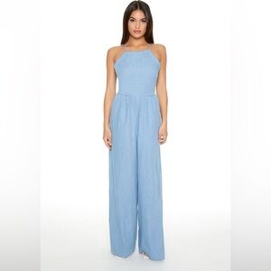 Forever 21 Light Blue Halter Wide-Leg Jumpsuit NWT SZ Small